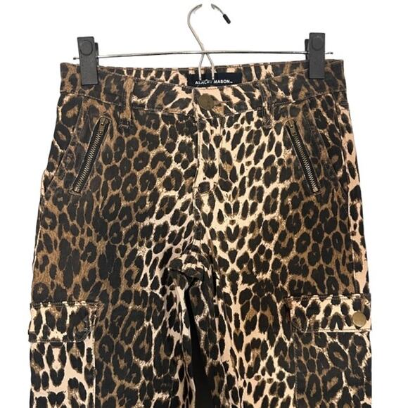 Ashley Mason Tan & Black Leopard Animal Print Cargo Skinny Pants Women Sz 5/27 - Picture 3 of 13